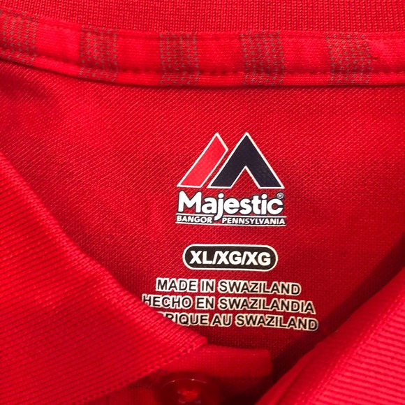 new majestic phillies red button up polo shirt size extra large XL - Picture 2 of 2
